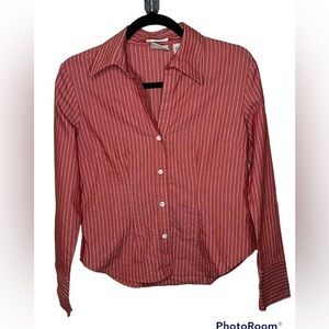 Villager Liz Claiborne Stretch Button Down Shirt Sz Small